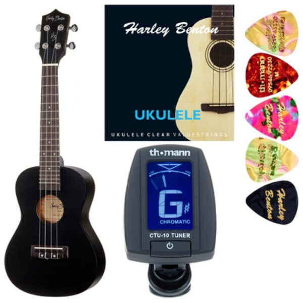 Harley Benton UK-12C Black Bundle